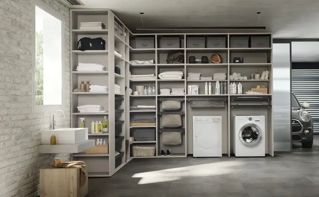 Buanderie sur mesure avec rangements et lave-linge intégrés